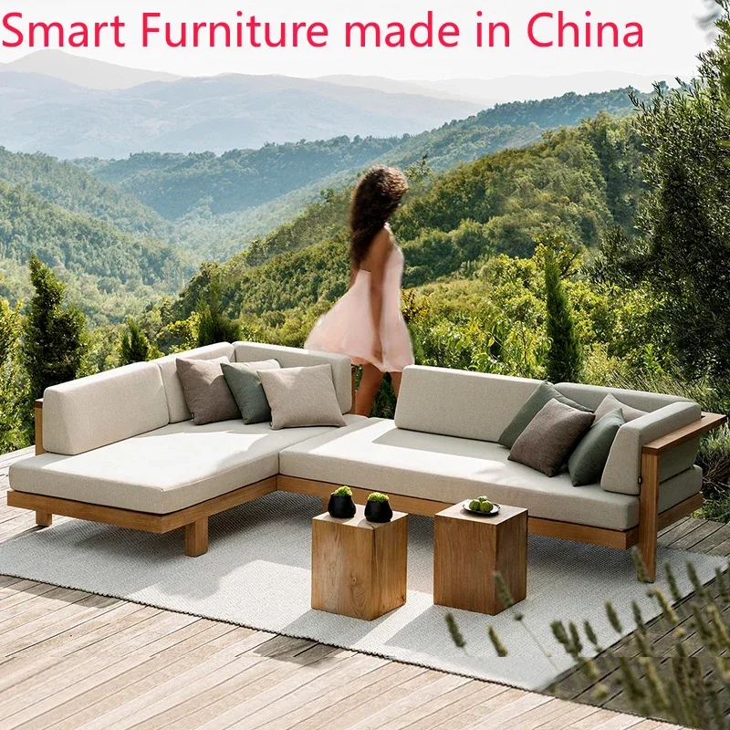 Customized teak outdoor sofas, homestays, hotels, outdoor leisure villas, old anti-corrosion wood courtyard sofas, furniture