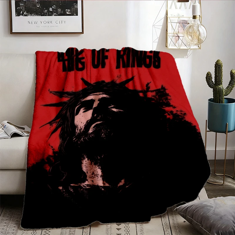 Vintage King of Kings Comfort Flannel Blanket, Jesus Crown of Thorns Graphic Flannel Throw Cozy Blanket