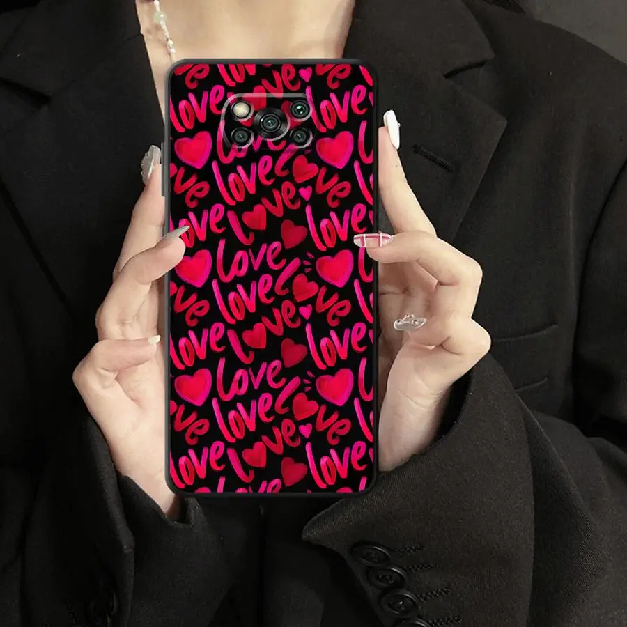 Coque de téléphone pour Xiaomi Poco F8 C75 F1 C50 X3 X4 X5 X7 Pro F3 C61 M5 M3 M4 M7 C71, motif cœurs et amour