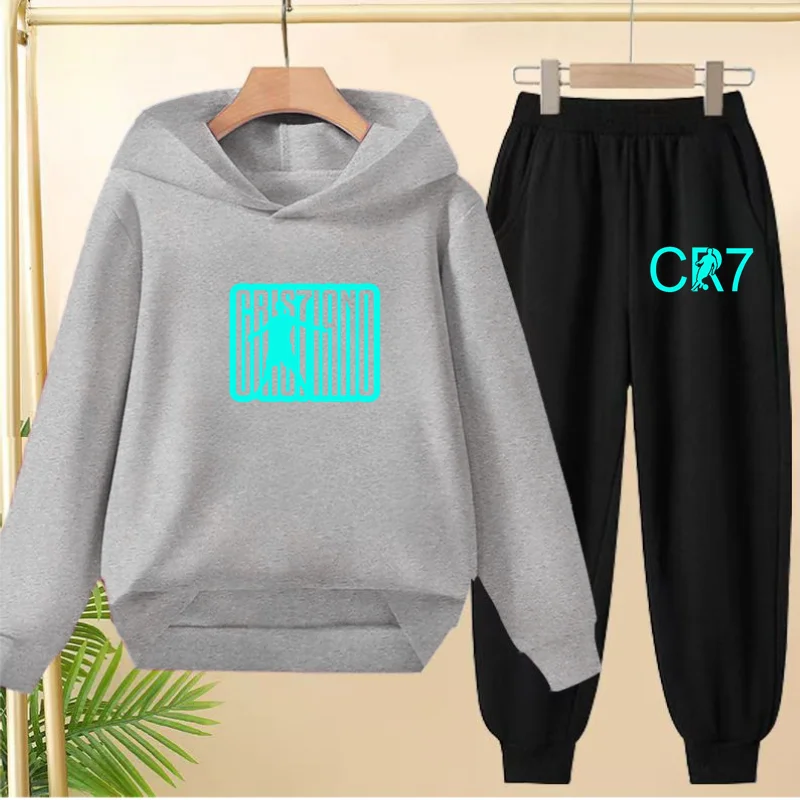 

CR7 Clothes Football Idol Logo Print Children's Hoodie 3-12Yrs Top+Pants Boys Girls Toddler Sports Jogging Casual Sweatshirt Set