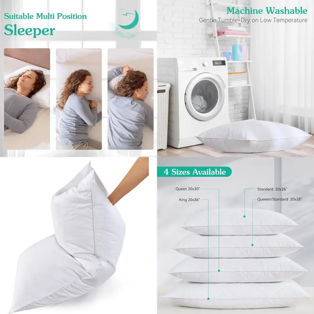 

Комплект из 2 хлопковых подушек Queen Size - 600 нитей, 100% хлопок, средней жесткости, с хлопковой поддержкой по периметру