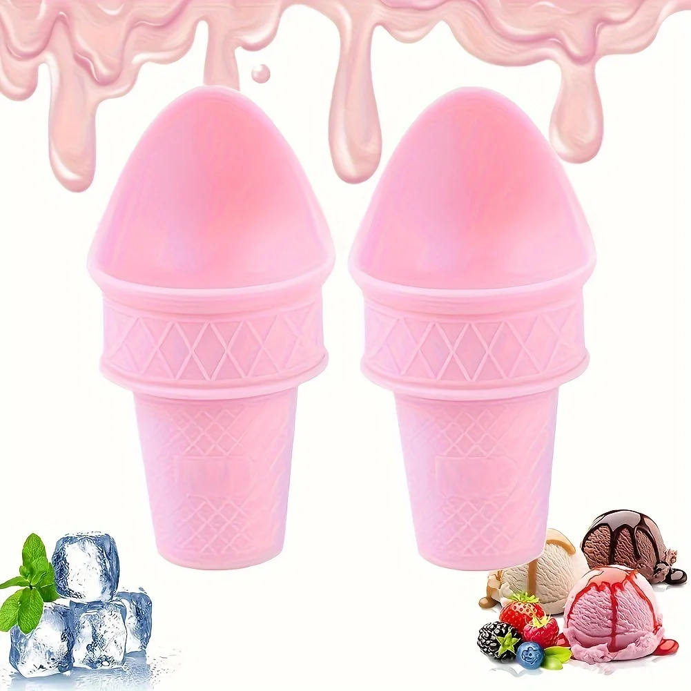 Ice Cream Cones Scoop Set - Reusable, Silicone, Dishwasher Safe, Perfect for  Treats