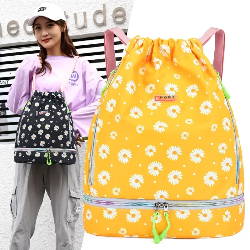 

Girl's Casual Backpack Shoulder Bag Little Daisy Wet and Dry Separate With Shoe Position For Female Women For Swimming Sports