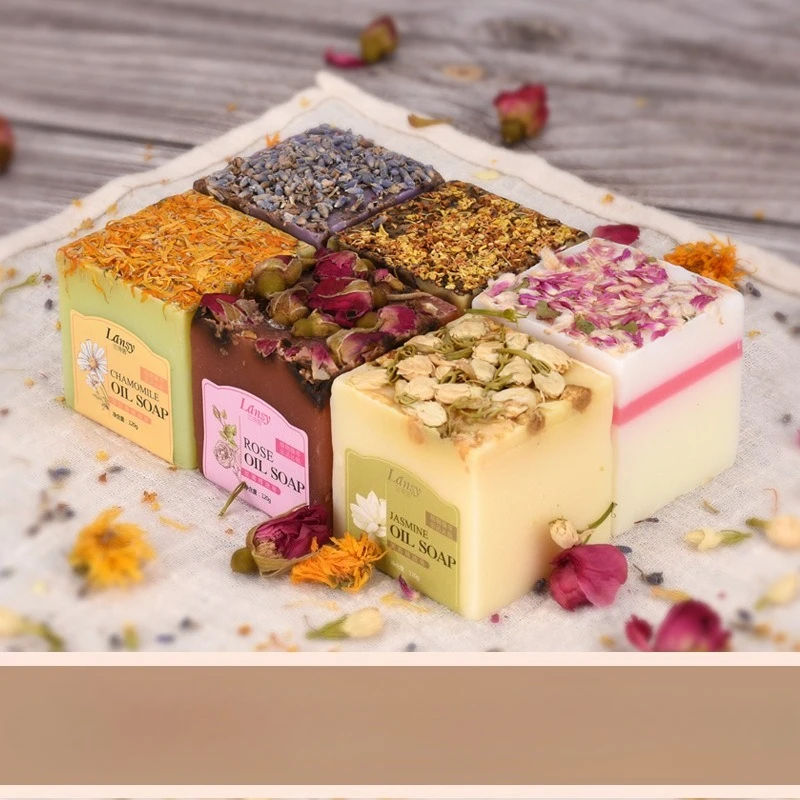 

Rose Handmade Soap Natural Cleansing Bar with Essential Oil Gentle Exfoliating Moisturizing for Face Body Remover Deep Clean