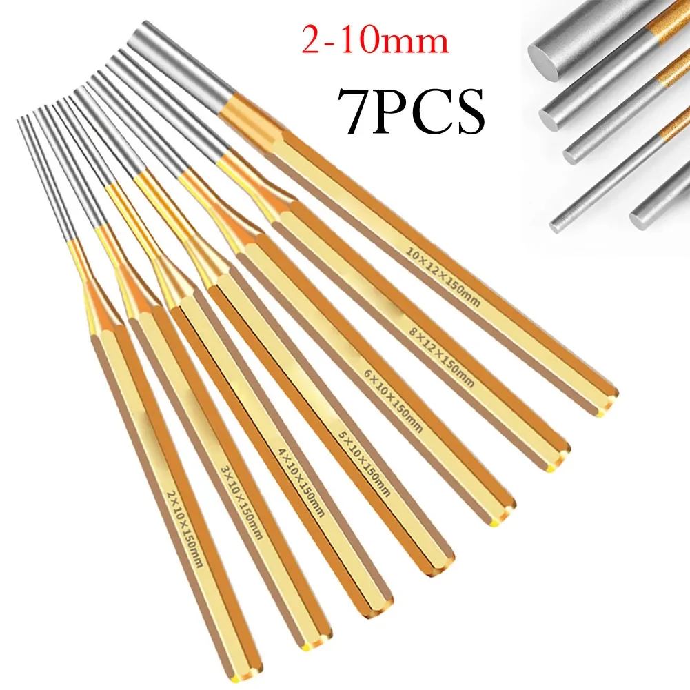 

7PCS 2-10mm Roll Pin PunchTool Remover Heavy Duty Chisel Cone Punch Watch Repair For Machinery Maintenance Hardware Accessories