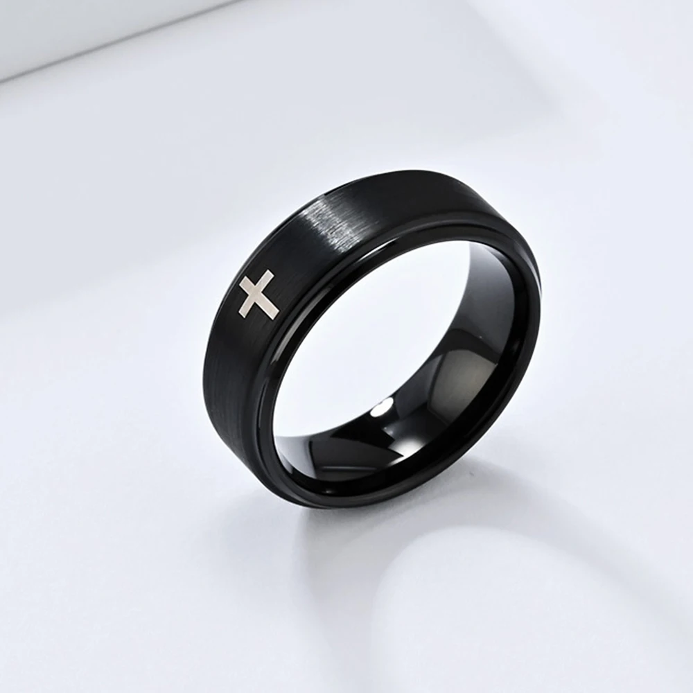Retro Titanium Steel Christian Jesus Cross Bible Ring Punk Gothic  for Men and Women Anillo Jewelry Accessories Gift view 2