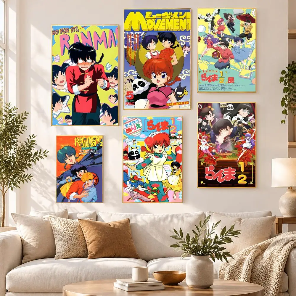 Anime Martial Arts Ranma 2/1 Poster HD Waterproof PP Self Adhesive Aesthetic Bedroom Dorm Gaming Room Home Decor Gift