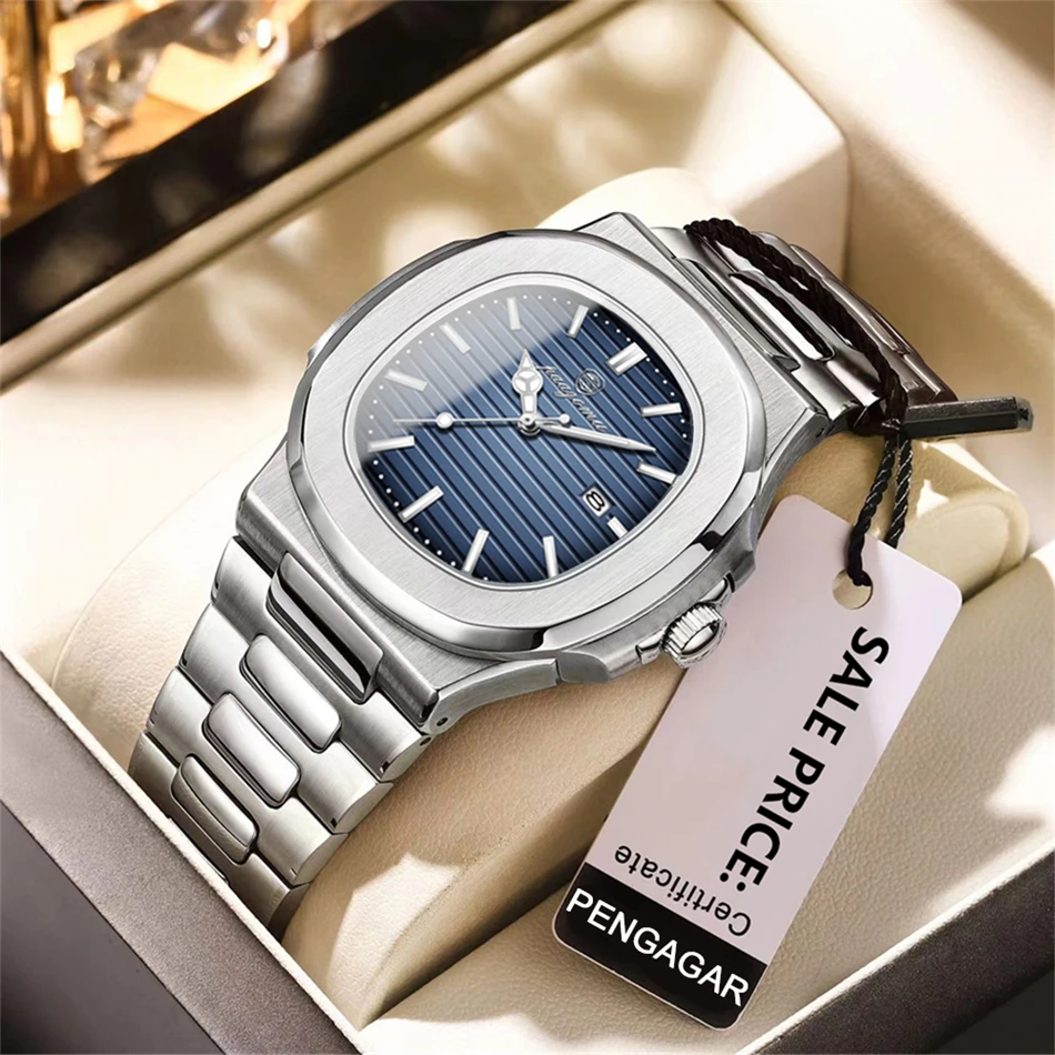 PAAZOMU الفاخرة رجل ساعة اليد مقاوم للماء مضيئة ساعة كرونوغراف للرجال الفولاذ المقاوم للصدأ ساعات كوارتز رجالية reloj hombre
