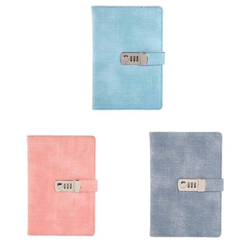 AP-Kata Sandi Kertas Notebook Dapat Dikunci Buku Portabel PU Kunci Diary Jurnal Wisatawan Perencana Mingguan Alat Tulis Sekolah