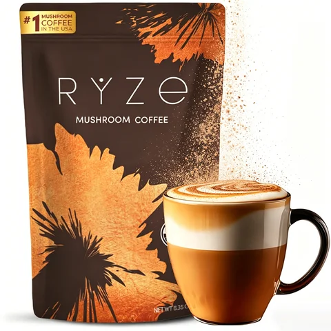 Organic Mushroom Coffee Powder with 6 Adaptogenic Mushroom Daily Instant Coffee for Better Energy Focus Digestion Immunity