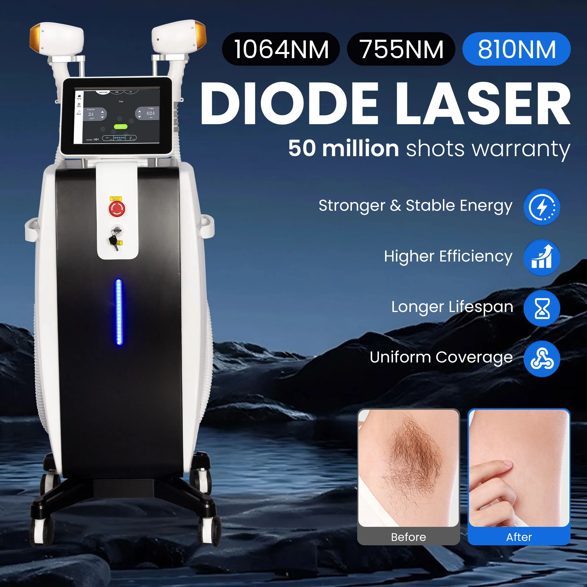 

Professional 808nm diode hair removal machinePermanent Hair Removal equipment, Private and Painless Full body Hair Removal
