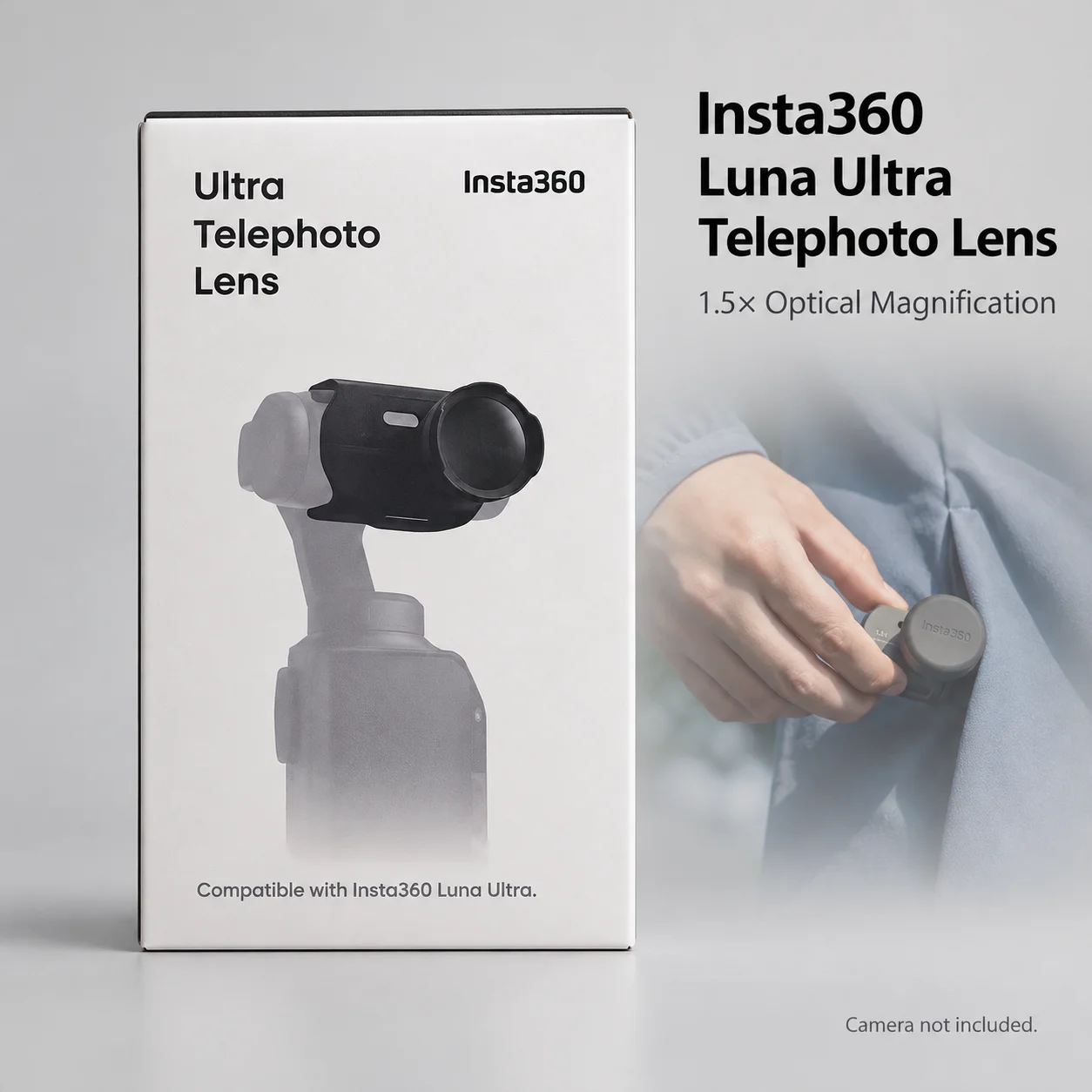 Insta360 Luna Ultra 1.5x Telephoto Converter Lens Lightweight Gimbal Attachment for Distant Subject Close-Ups