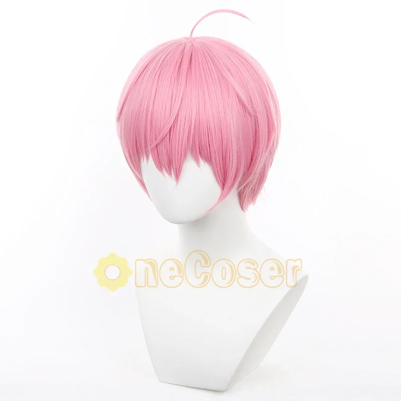 Li Tianchen Cosplay Wig Anime Link Click Pink Short Hair Li Tianxi Heat-resistant Fiber Hair Wig Cap Halloween Party Men