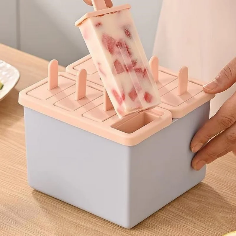 Molde para paletas/sorbentes, paletas domésticas de calidad alimentaria, caja de hielo congelada, herramientas abrasivas con tapa, artefacto de helado casero