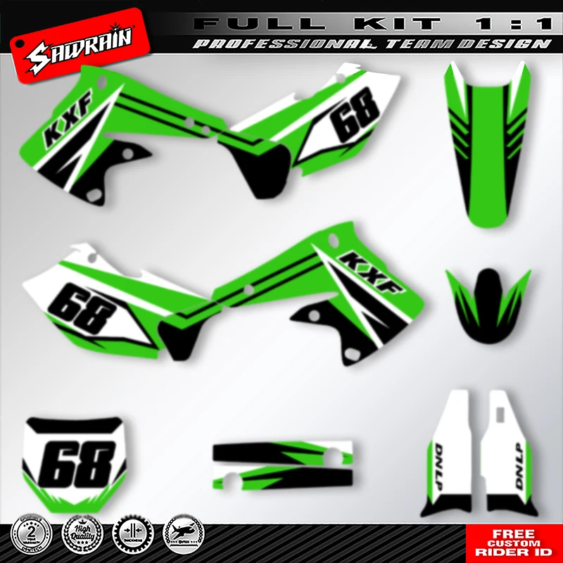 Sawrain Motorrad-Grafik-Aufkleber-Set für KAWASAKI KXF250 2004 2005 001