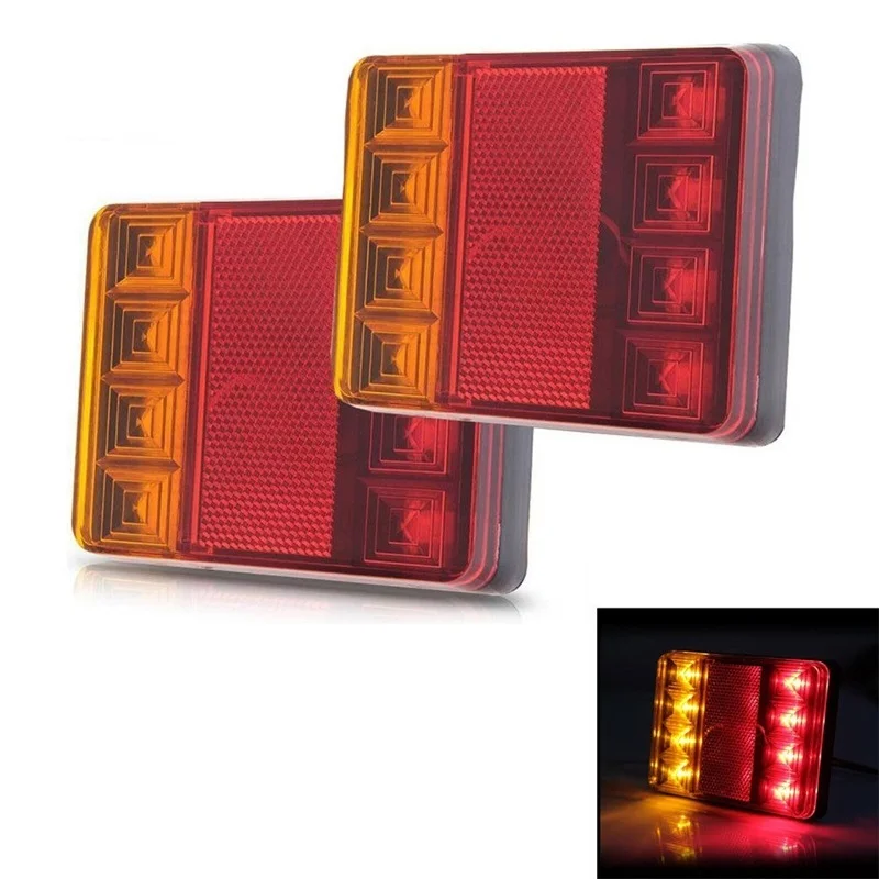 

2Pcs 8 LEDS Car Truck Rear Tail Light Warning Lights Rear Lamps Waterproof Tailights Rear Parts for Trailer Truck Boat DC 12V