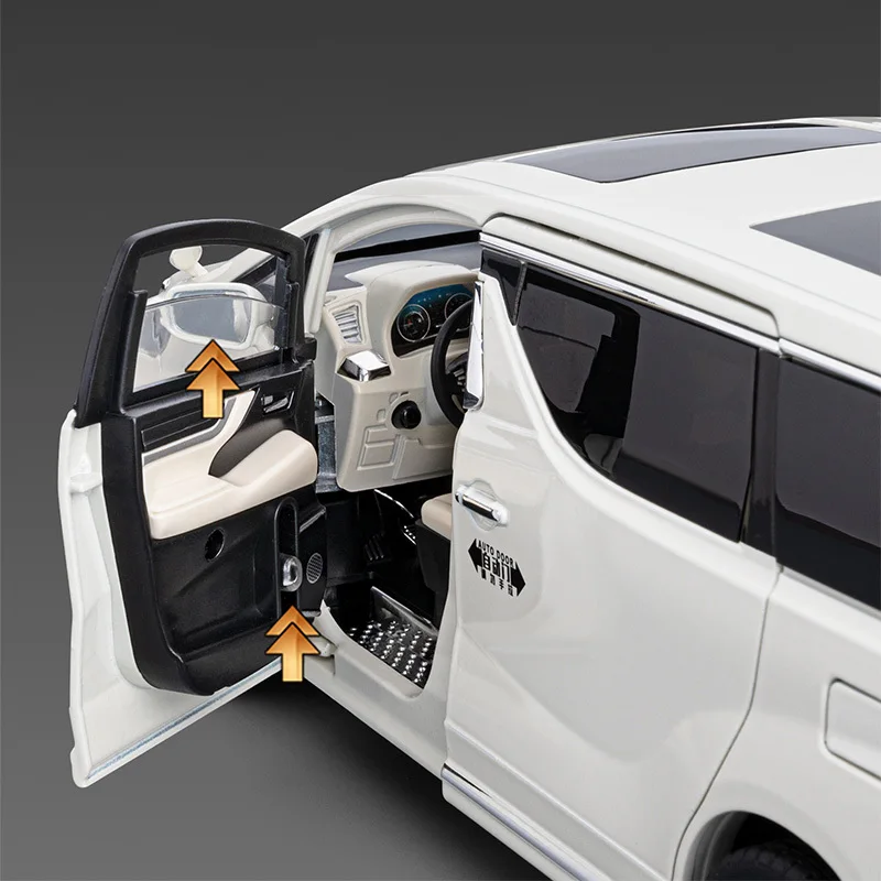 Grote Maat 1/18 Vellfire Alphard MPV Legering Luxy Auto Model Diecasts Metalen Speelgoed Voertuigen Auto Model Geluid Licht Simulatie Kids Gift