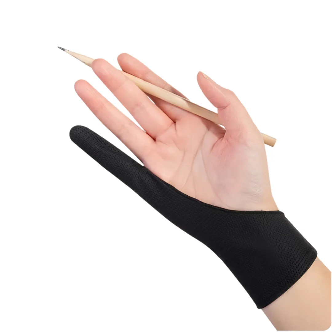 ถุงมือวาดภาพป้องกันรอยเปื้อนสำหรับศิลปิน – ถุงมือไร้นิ้วสำหรับวาดภาพที่รองรับหน้าจอสัมผัส (1 ชิ้น)