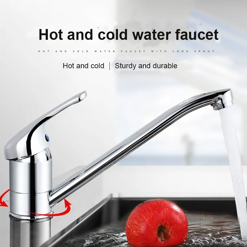 Robinet de lavabo de salle de bains en alliage de Zinc, modèle court, robinet d'évier de cuisine, mélangeur de lavage chaud et froid, robinet de grue, robinets d'évier rotatifs à 360 degrés