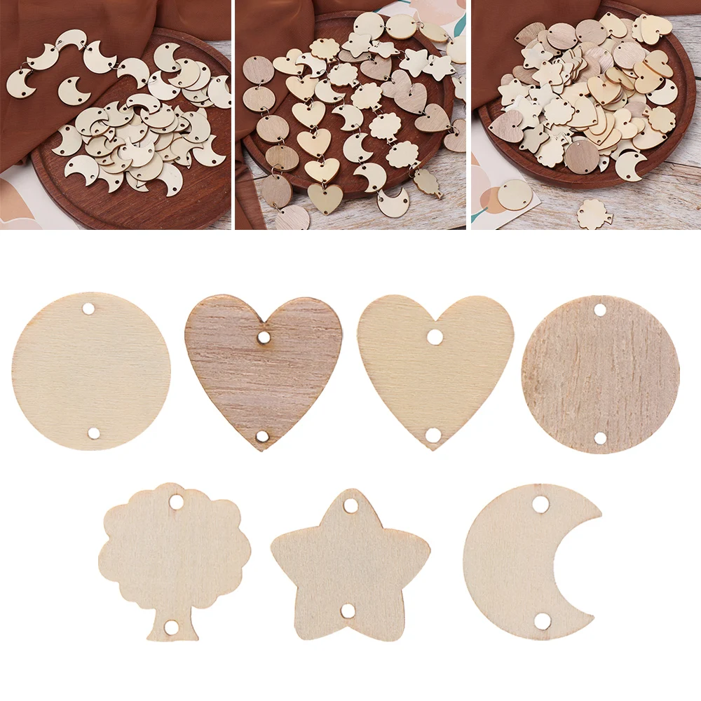 50pcs Wooden Circle Discs Tags with Holes Ring Clips for Birthday Reminder Calendar Chore Board Plaque DIY Decoration Art Crafts