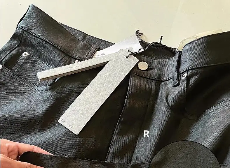 Nuevo Rick bolsillo con cremallera encerado deconstruido pantalones vaqueros ajustados pantalones vaqueros de algodón pantalones vaqueros casuales cómodos talla S M L XL # E51