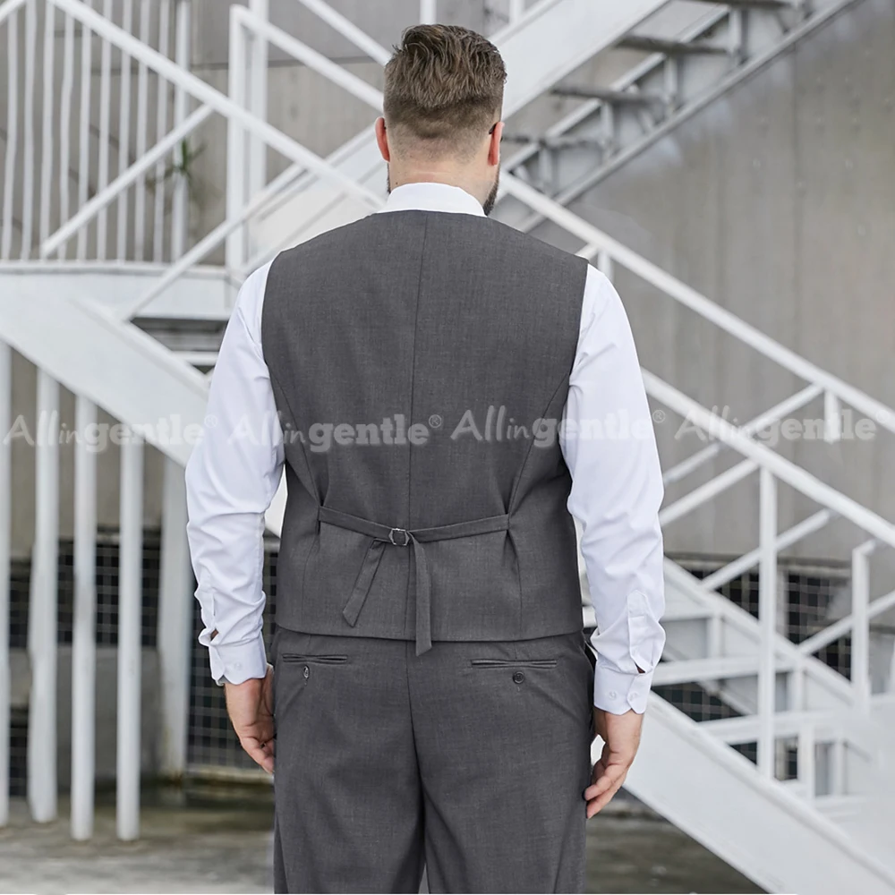 بدلات رجالية كبيرة وطويلة مكونة من 3 قطع طقم سترة بطية صدر مدببة كلاسيكية تناسب نسيج مسامي مريح طوال اليوم