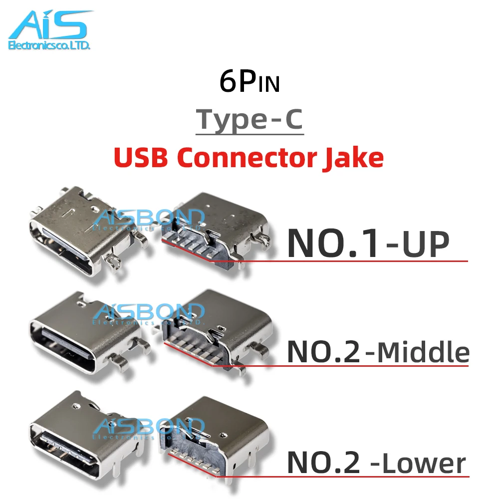 10Pcs/Lot New USB Type-C Charging Port Jack socket charger Connector dock For Tablet Handheld computers Mobile Phone 6Pin