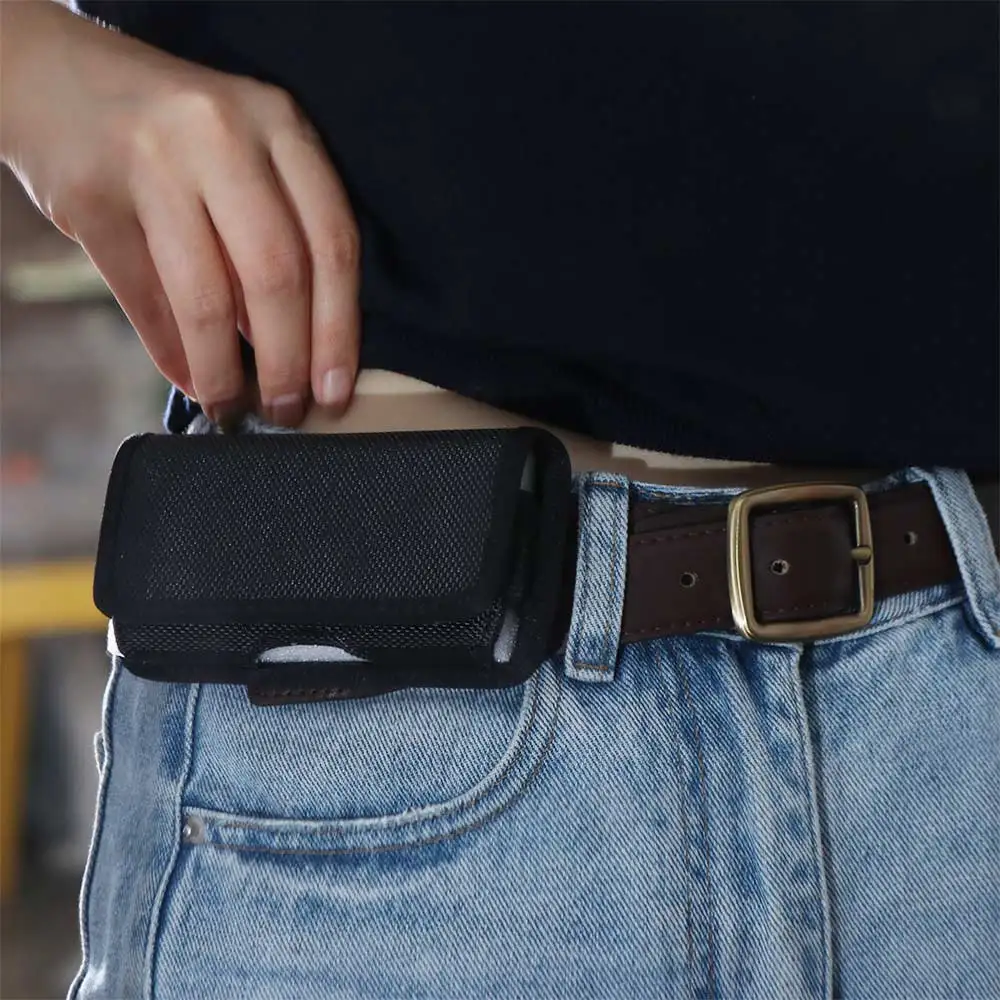 Universelle 3,5-6,3 Zoll Flip-Cover Oxford-Stoff Gürtelclip Handytasche Handytasche Handytasche für die Taille Handyhülle – Detail 2