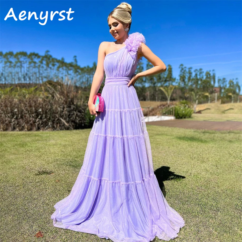 Aenyrst-Robe de Soirée en Tulle à Volants, Ligne A, Dos aux, Longueur au Sol, sur Mesure