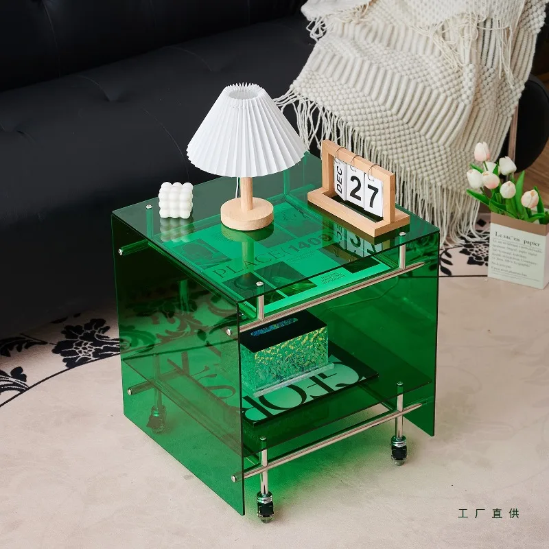 Armário de armazenamento medieval sala de estar mesa de centro móvel mesa de cabeceira do agregado familiar celebridades da internet ins carrinho transparente