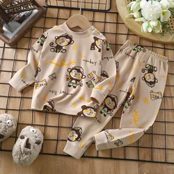 Boys Girls Pajama Sets Cartoon Print Long Sleeve Cute T-Shirt Tops with Pants Toddler Baby Spring Autumn Sleeping Clothes