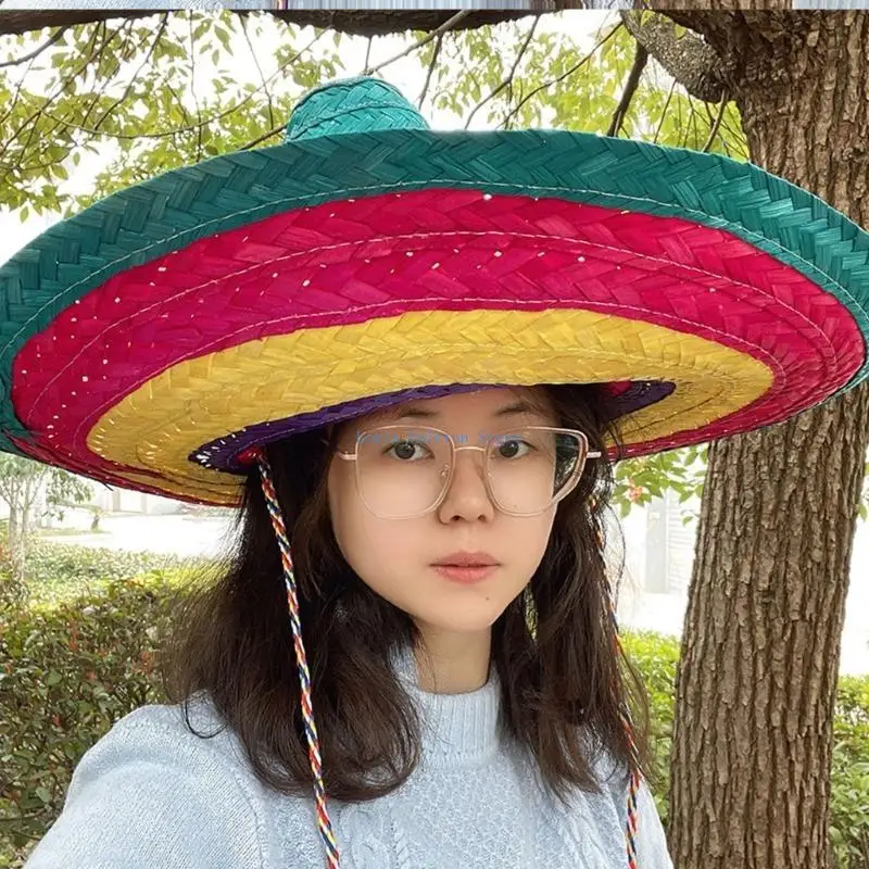 L5YB Fiest قبعة مهرجان قبعة حفلات المكسيكيين سمبريرو قبعة القش سمبريرو قبعة المكسيكيين قبعة سمبريرو قبعة حفلات المكسيكيين