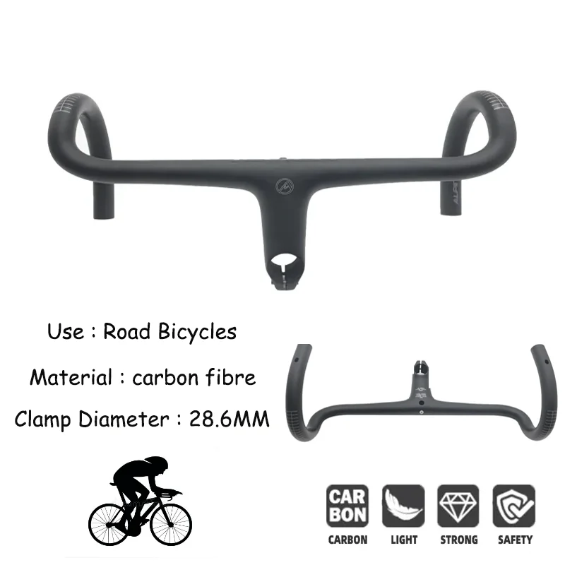 Carbon Road Handlebar Rova Alpinist SL Carbon Road bike Bicycle Integrated Handlebar with Stem 28.6mm 380/400/420/440mm