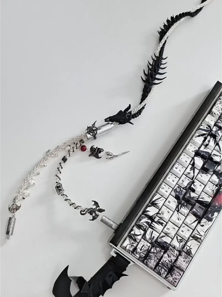 2-in-1 Dragon Bone Aviator Cable For Mechanical Keyboard Diy Gothic Dragon Decor Type-c Keyboard Data Wire Gaming Accessories