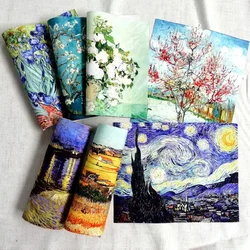 Oil Painting Patchwork Hand Dyed Fabric Van Gogh Positioning Canvas Decoration DIY Handmade Accessories Cloth Cartoon Pieces