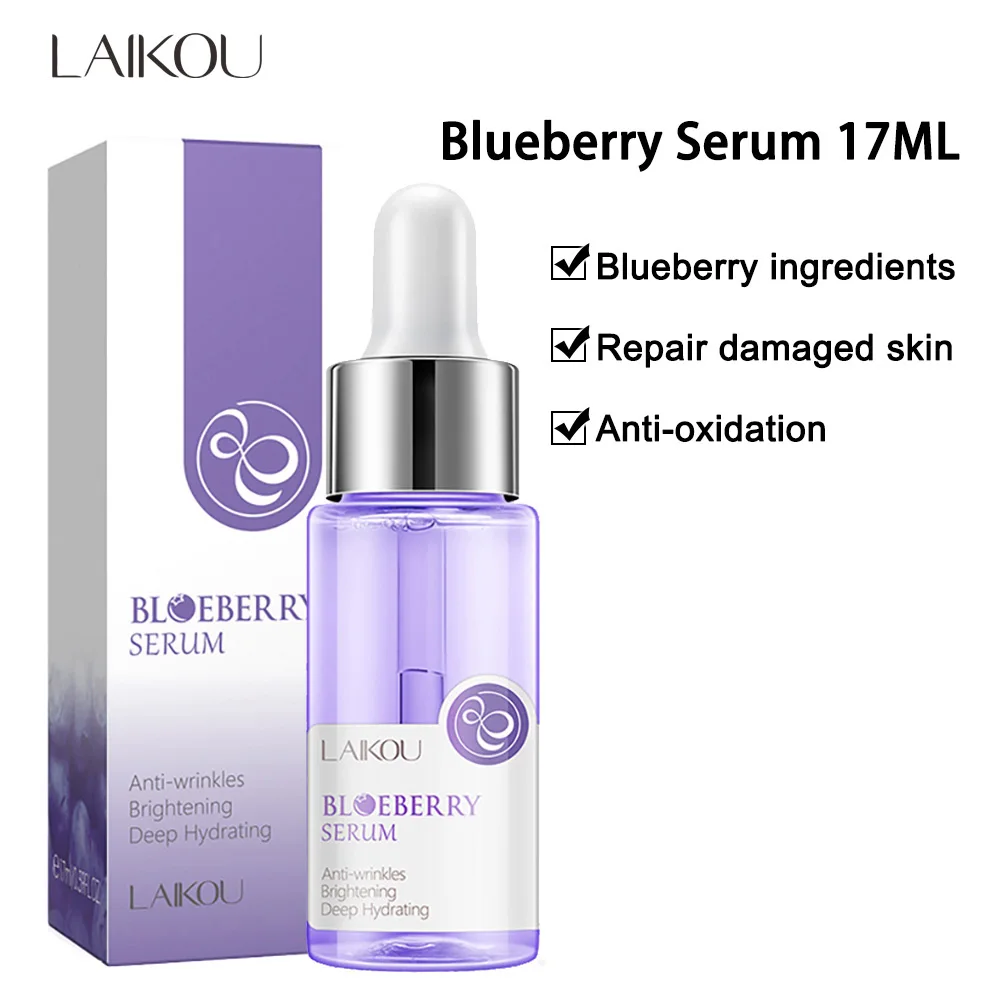 

LAIKOU Blueberry Brighting Skin Face Essence Serum Whitening Anti Wrinkle Serum Shrink Pores Anti-Aging Moisturizing Care 17ml