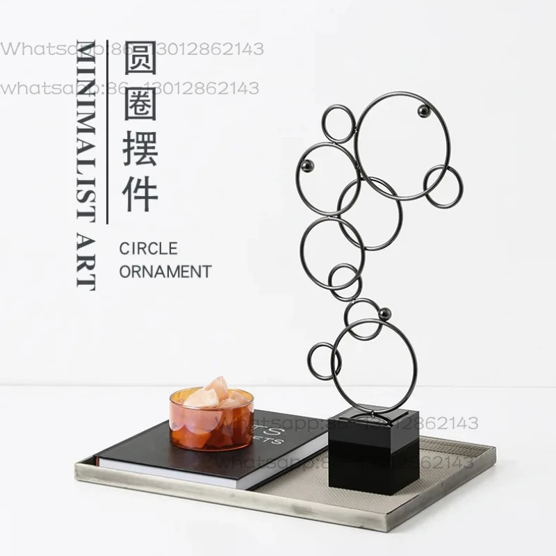 

Modern Light Luxury Home Decor Electroplated Metal Circle Living Room TV Cabinet Creative Decorative Ornament