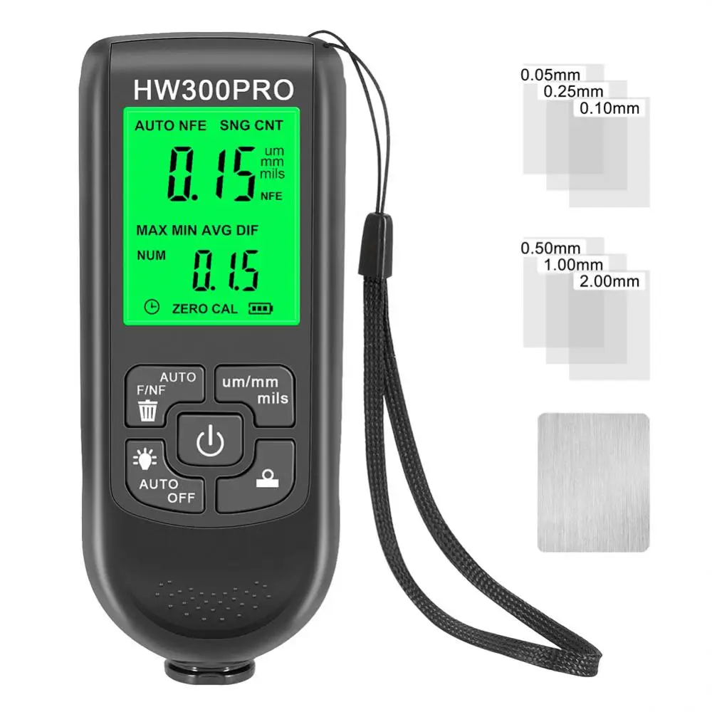 HW-300PRO Auto Thickness Gauge Digital Coating Car Paint Tester 0.1micron/0-2000 Paint Film Thickness Russian Measuring Tools