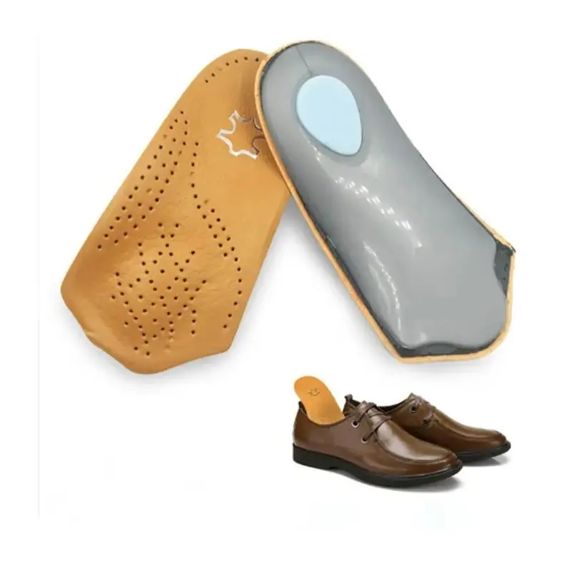 نصف نعل لتقويم العظام قوس دعم الأحذية النعال للأقدام التهاب اللفافة الأخمصية بطانة حذاء جودة جلد البقر الراحة إدراج