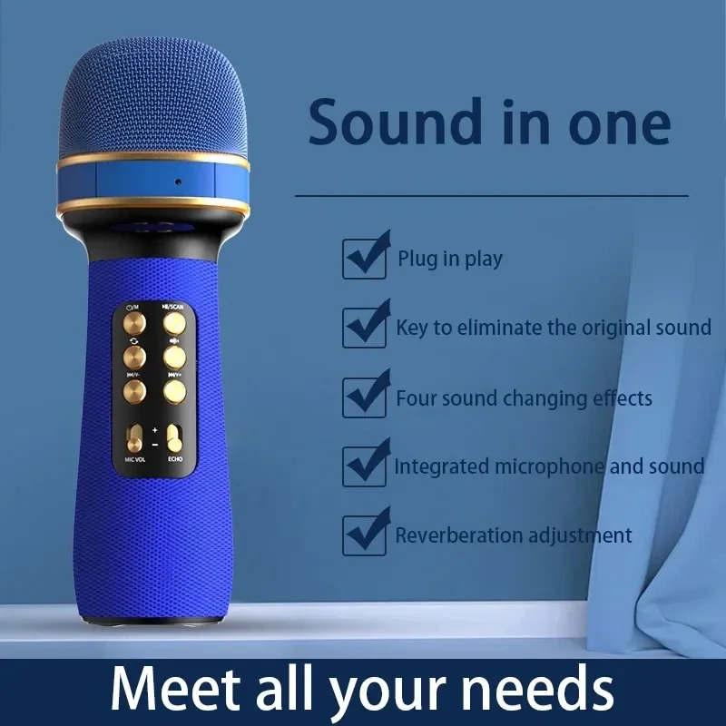 New Professional Wireless Bluetooth Karaoke Microphone Portable Music Sing Mic Voice Changing Audio Speaker Player Accessory