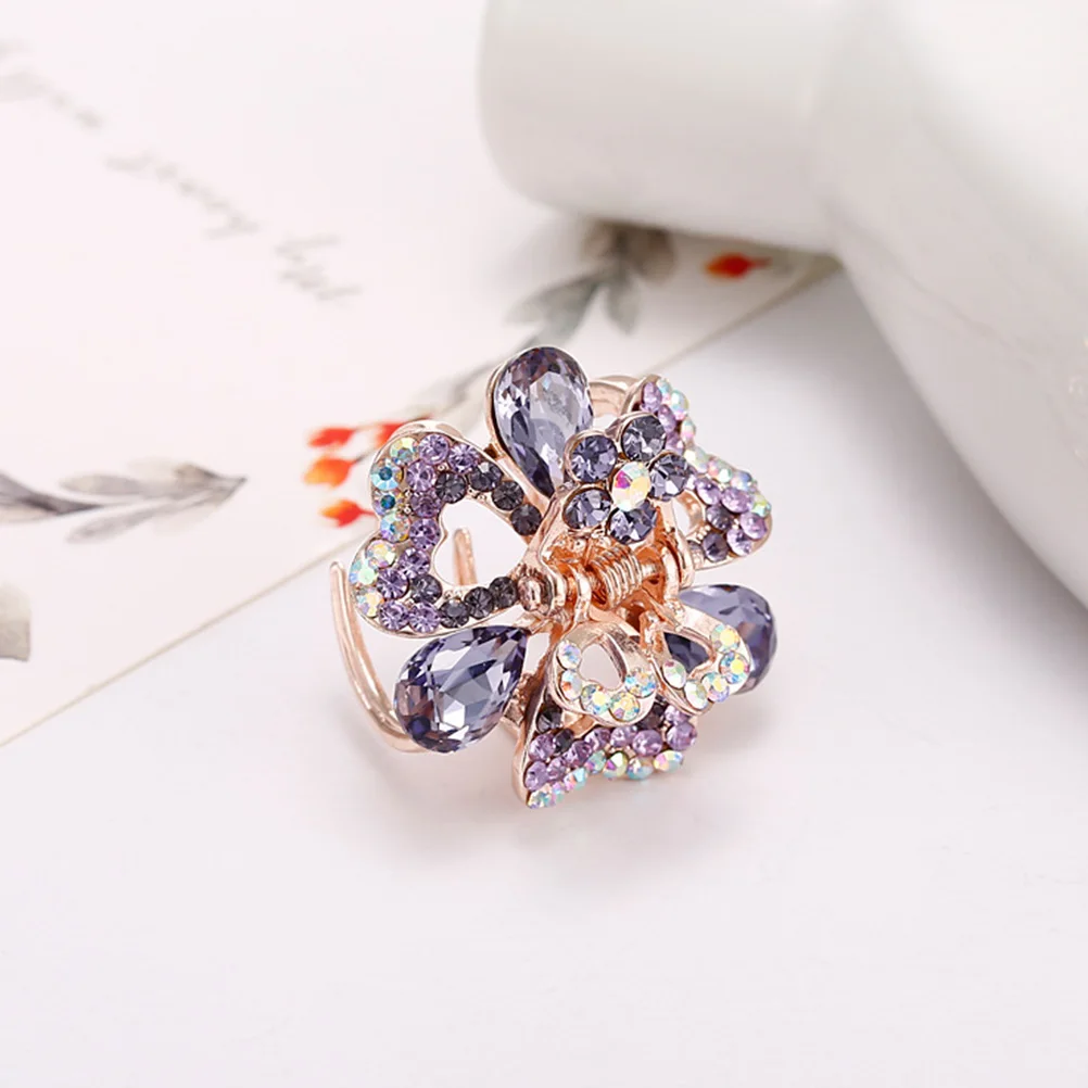 

4pcs Crystal Jaw Claw Hair Clips Multicolor Set For Women Girls Purple Dark Blue Stylish Hair Barrettes Small Design