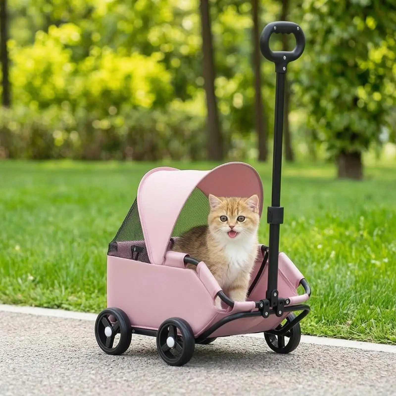 Outdoor Pet Trolley Cart for Kids Small Animal Wagon with Sturdy Frame and Comfortable Side Panels