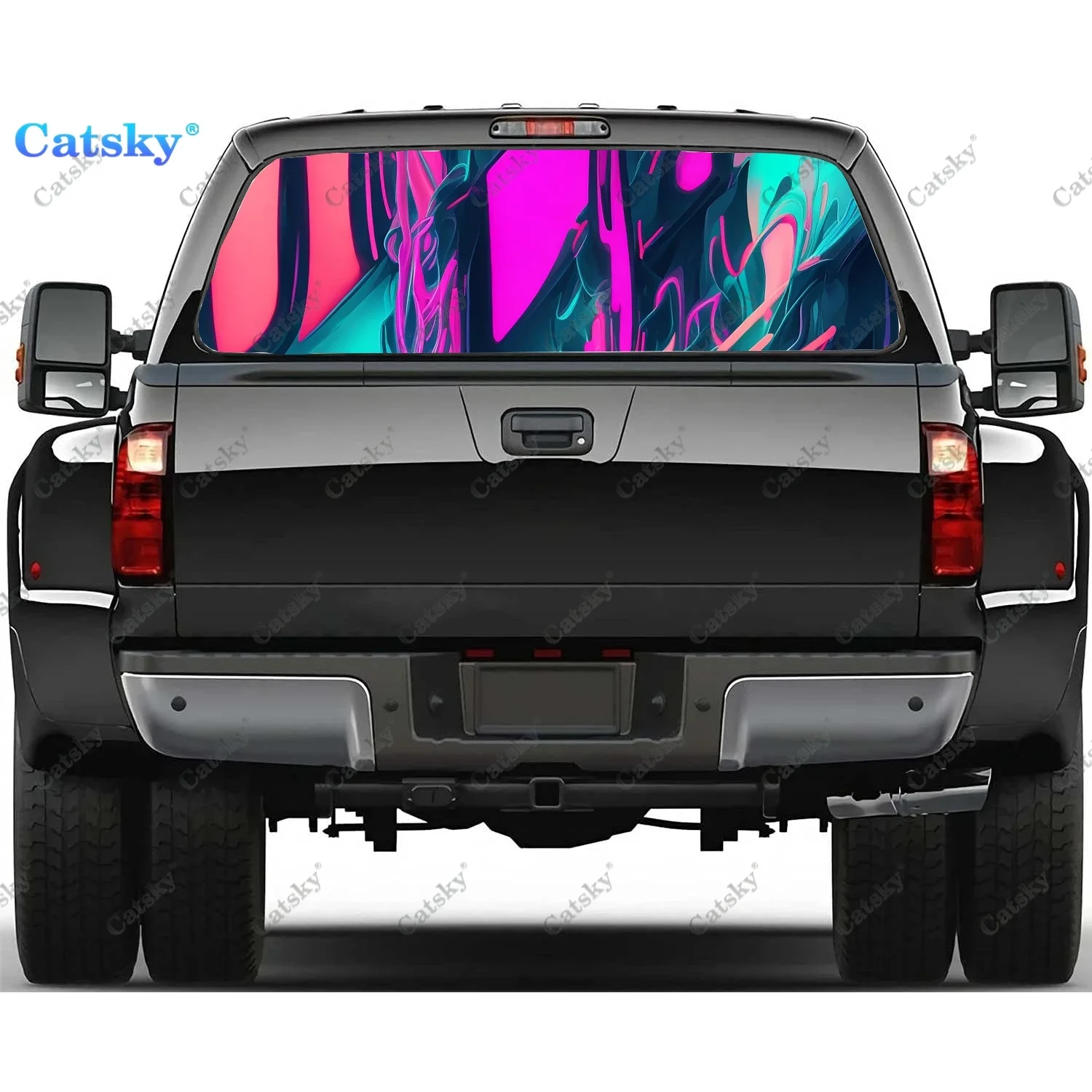 

Abstract Triangles Squares Rear Window Decal Fit Pickup,Truck,Car Universal See Through Perforated Back Windows Vinyl Sticker