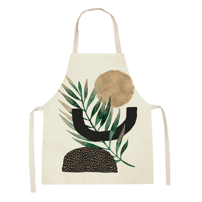 Abstract Characters Pattern Artistic Plants Aprons Home Cooking Kitchen Cook Wear Bibs Apron Leaves Linen Home Decor Art Aprons