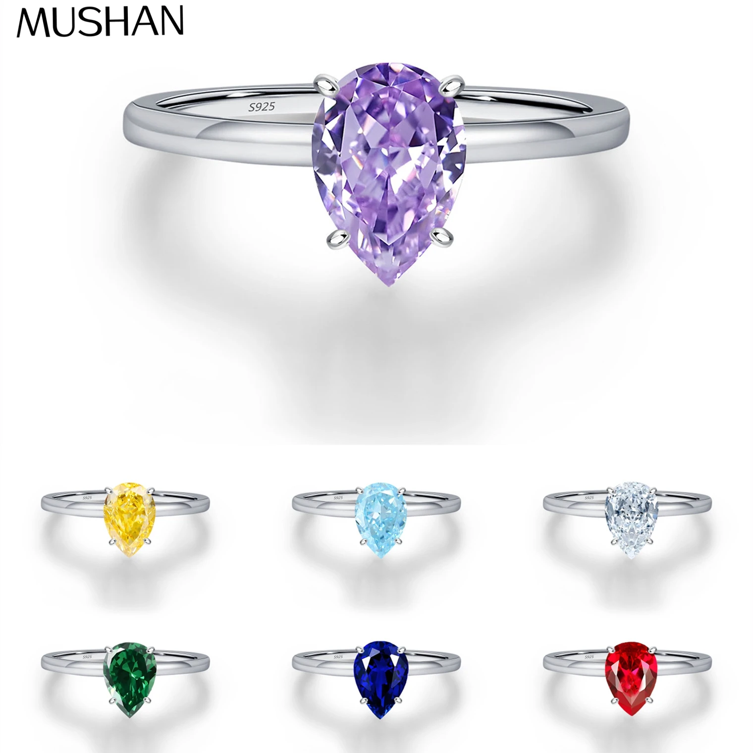 

MuShan Brand Jewelry 925 Sterling Silver Ring Lab Grown Emerald Oval Bridal Gift for Women 18K Gold Plated Anniversary Rings