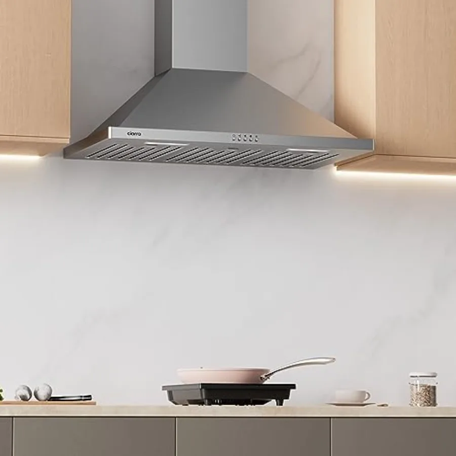 شفاط مدخنة مثبت على الحائط مقاس 30 بوصة مع نظام تهوية مجاري ولاية مجاري 450 CFM من الفولاذ المقاوم للصدأ لمجموعة فعالة