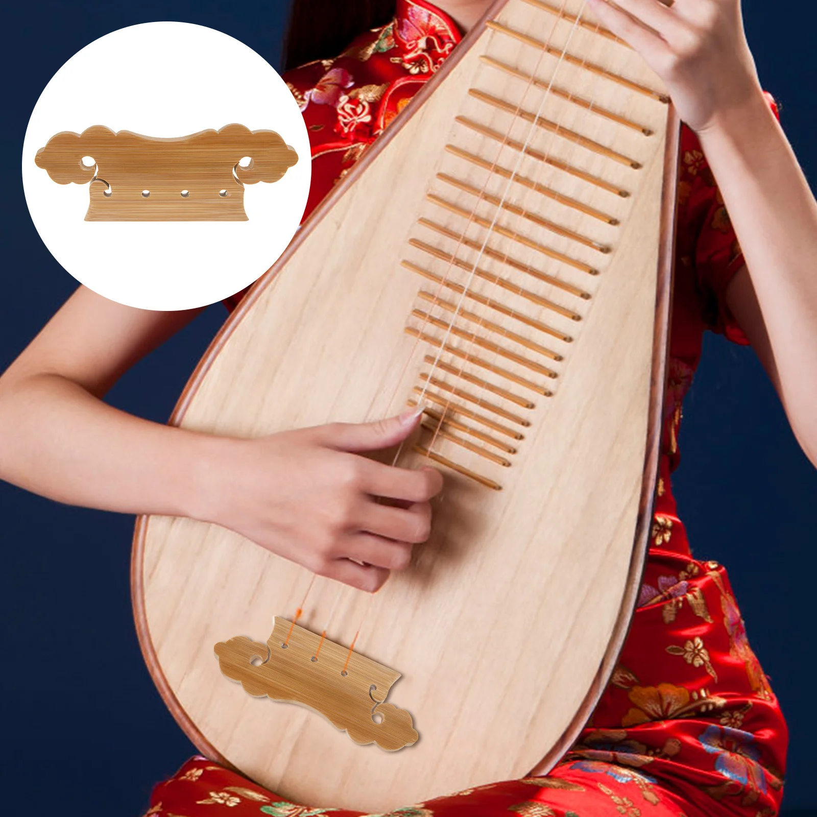 

Pipa Bridge Tailpiece Bamboo Handmade Replacement Part Lute String Anchor Pipa Accessory Musical Instrument Supplies