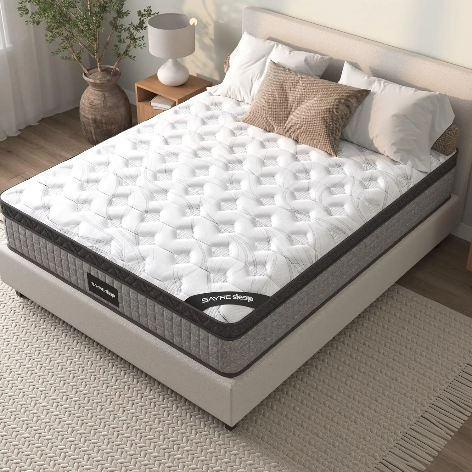 RV Use, 12'' Twin Mattress with Diamond Innerspring and Cooling Gel Memory Foam, White, Pressure Relief & Motion Isolation
