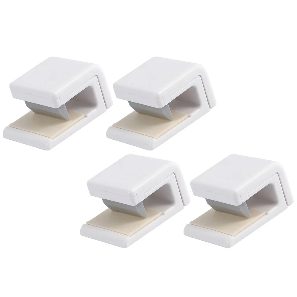 

4 Pcs Nail free Hook Clip Toothpaste Holder Wall Mount White Bathroom Supplies Facial Cleanser Clamps Storage ganizer Toothbrush