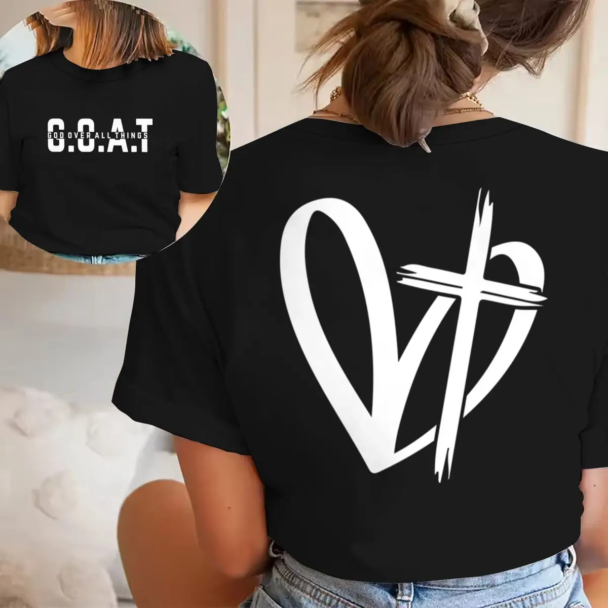 God Over All Things Christian Faith Print T Shirt Vintage Bible Verses Design Women Men Tees Casual Christianity Ropa Hombre